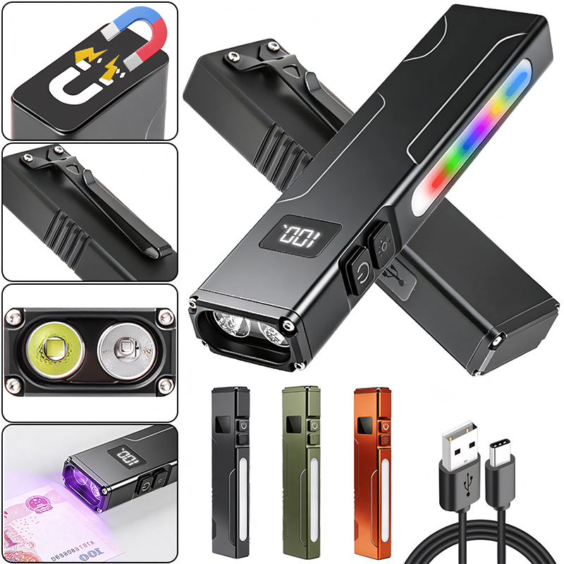 Edc Carry Pen - Multifunctionele EDC-werklamp Magnetisch UV-licht RGB-zijlicht Penclip